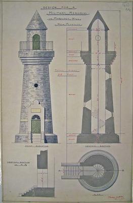 Designs for Marsland Hill Memorial, Marsden Cross and South African War memorial [plans]